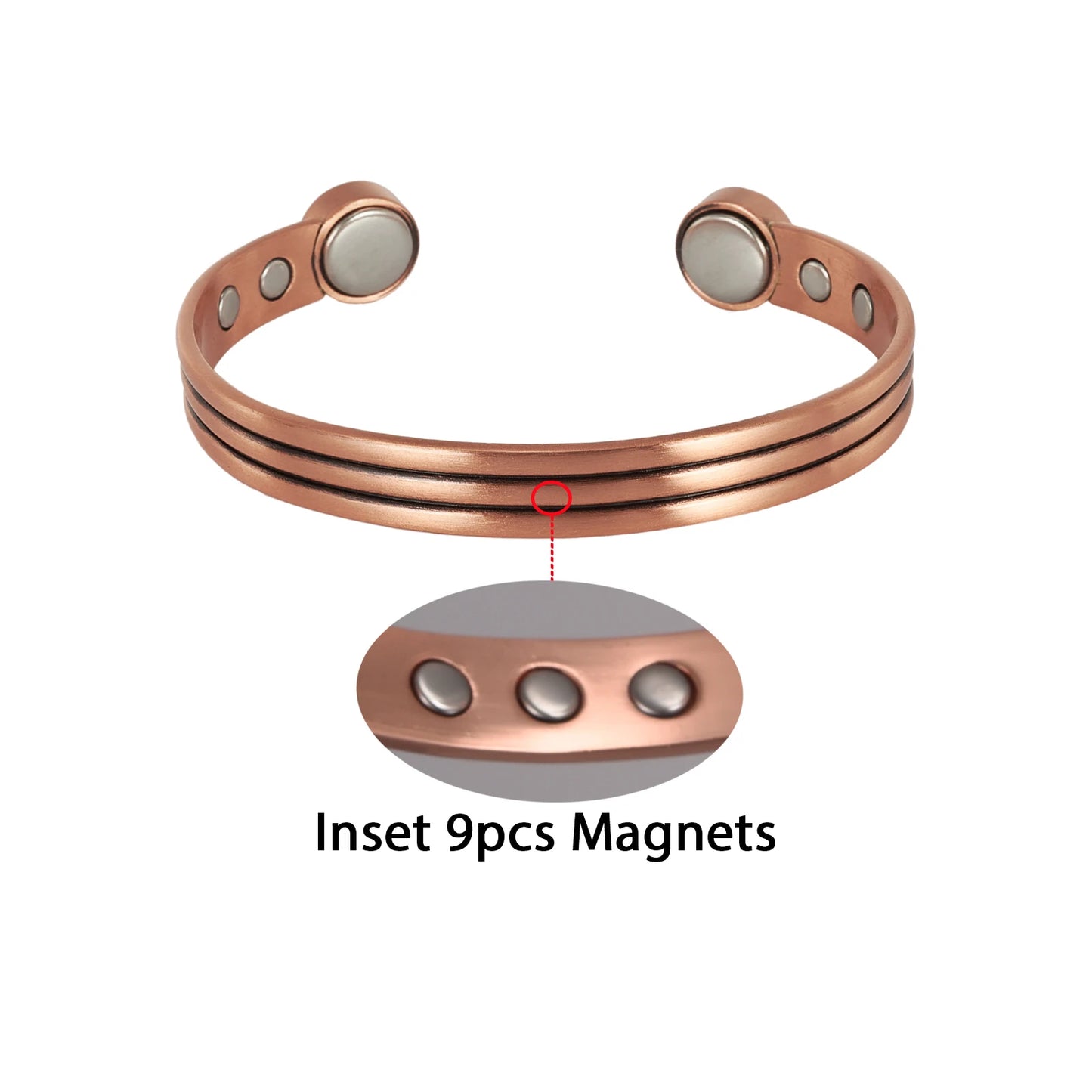 Vinterly Pure Copper Bracelets Adjustable Vintage Knot Magnetic Bangles 8mm Wide
