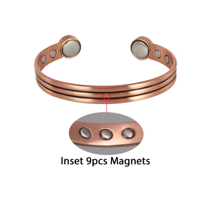 Vinterly Pure Copper Bracelets Adjustable Vintage Knot Magnetic Bangles 8mm Wide