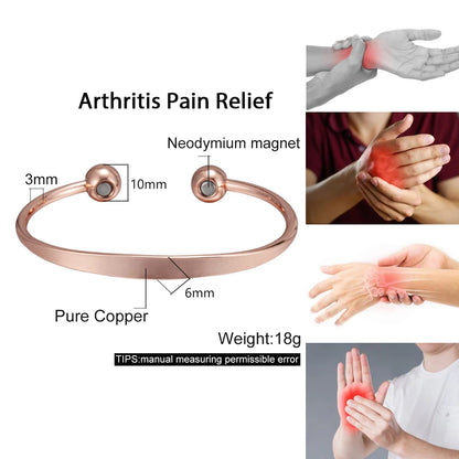 Vinterly Pure Copper Bracelets Magnetic Shiny Adjustable Bangles Arthritis Pain