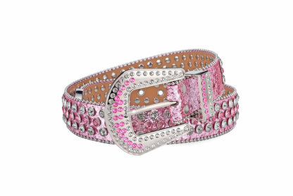 Men's Jeans Rhinestone Large Size Belt Women's Belt Western Denim Shiny Rivet Design Leather HipHop Punk Rock Y2K Style Belt