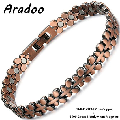 ARADOO Premium Copper Bracelets For Women with 3500 Gauss Neodymium Magnets Love