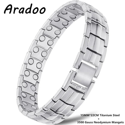 ARADOO Premium Copper Bracelet for Men with Strength 5000 Gauss Magnets Titanium