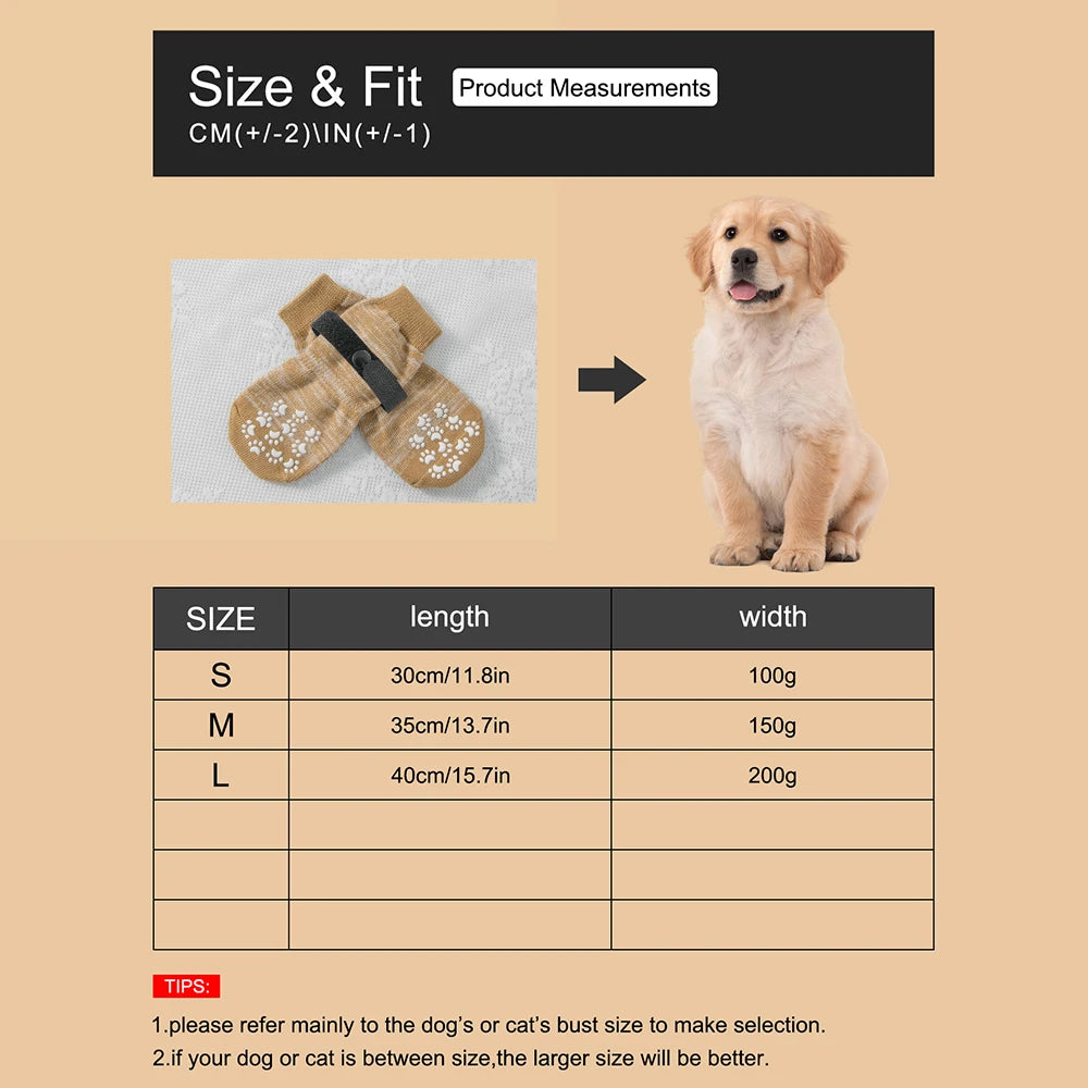 4PCS Pet Shoes, Dog's Foot Covers, Adjustable Indoor And Outdoor Non-Slip Socks For Pets.