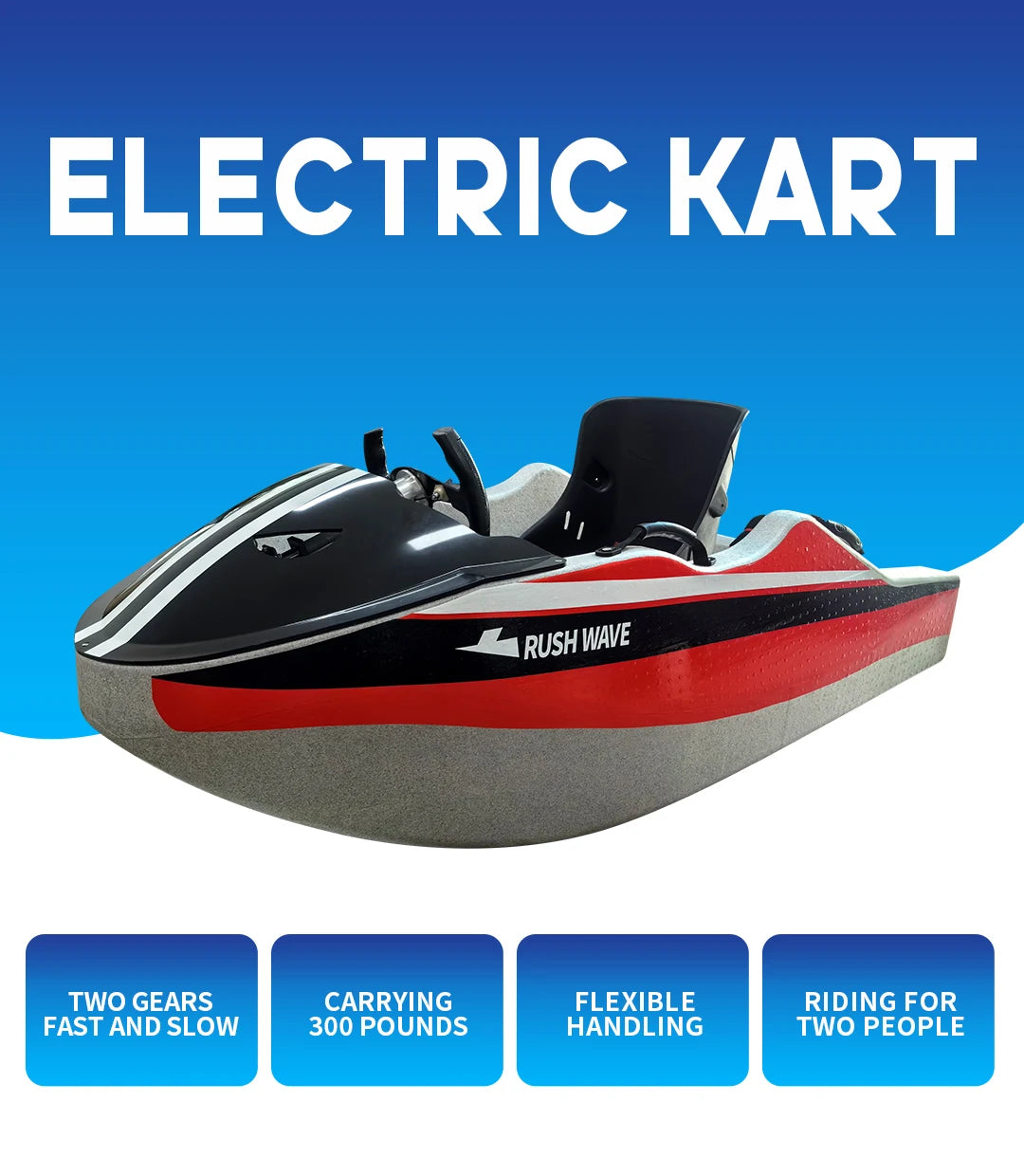 RUSH WAVE Mini Electric Sport Yacht 2-Person Capacity Durable ASA Material Multi-Functional Fishing & Water Sports Boat
