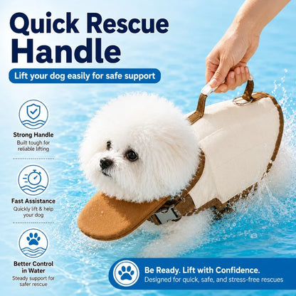 Dog Life Jacket with Rescue Handle, Pet Swimming Vest with Chin Float, Adjustable Breathable Safety Vest for Small Medium Dogs