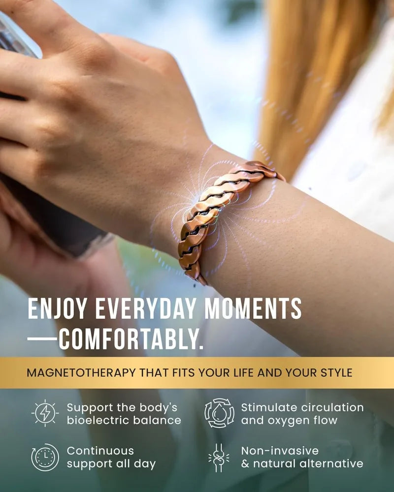 100% Pure Copper Magnetic Effective Pure Copper Bracelet for Men and Women Adjus