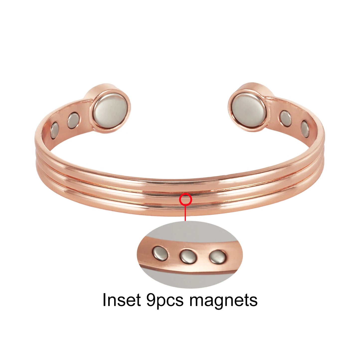 Vinterly Pure Copper Bracelets Adjustable Vintage Knot Magnetic Bangles 8mm Wide