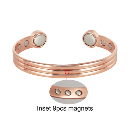Vinterly Pure Copper Bracelets Adjustable Vintage Knot Magnetic Bangles 8mm Wide