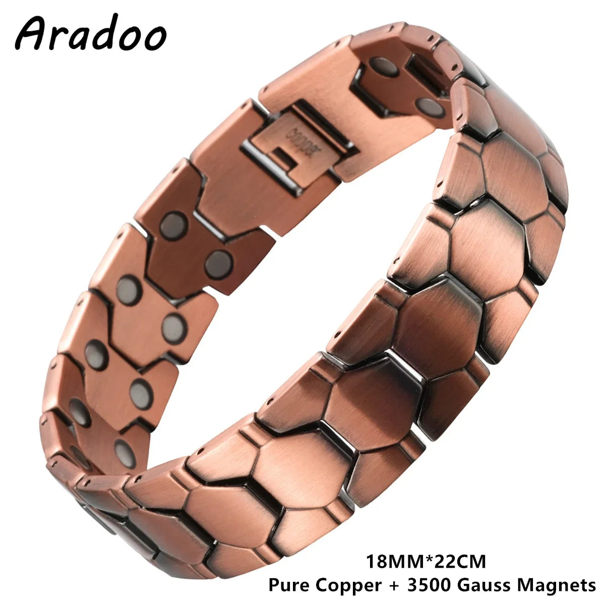 ARADOO Copper Bracelet for Men 100% Pure Copper Magnetic Link Bracelets Jewelry