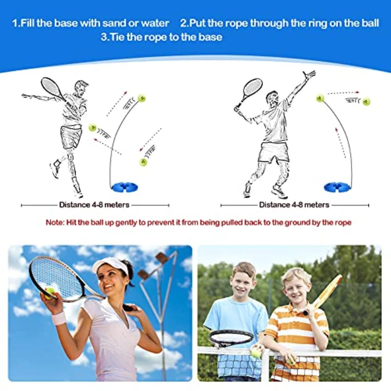 Solo Tennis Trainer Rebound Portable Tennis Equipment for Self-Practice Vibration Dampeners Works for Kids Beginners
