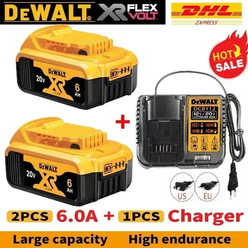 DeWalt 20V Replacement Battery – 2Ah, 5Ah, 6Ah & 9Ah Li-Ion | Compatible with DCB200, DCB205, DCD & DCF Series