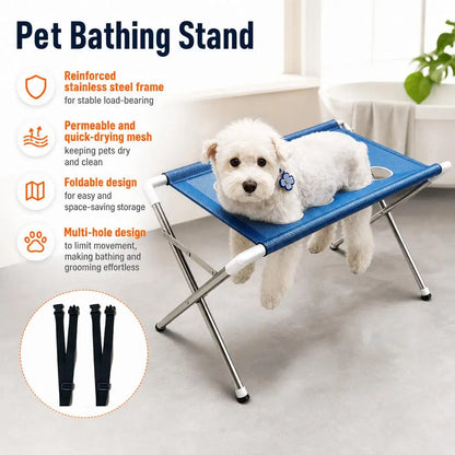 Portable Pet Grooming Bath Hammock Stand Adjustable Dog Cat Washing Restraint Mesh Support Rack Foldable Pet Bathing Helper