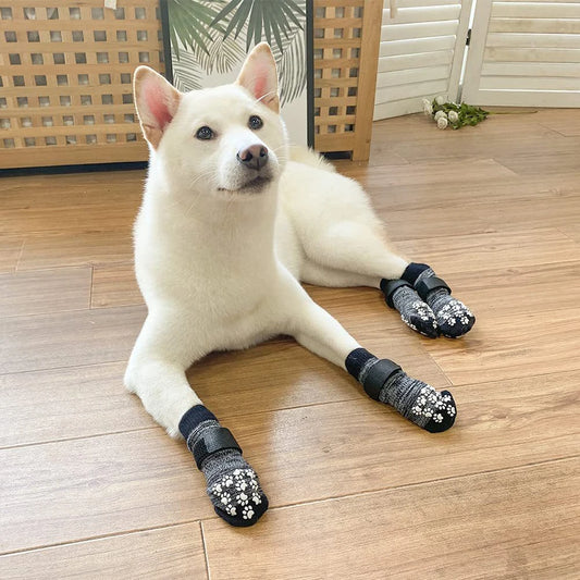 4PCS Pet Shoes, Dog's Foot Covers, Adjustable Indoor And Outdoor Non-Slip Socks For Pets.