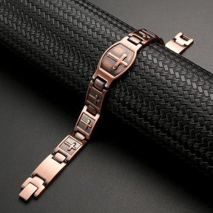 ARADOO Classic Cross Copper Bracelets for Women Men Magnetic Couple Copper Brace