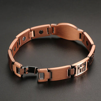 ARADOO Classic Cross Copper Bracelets for Women Men Magnetic Couple Copper Brace