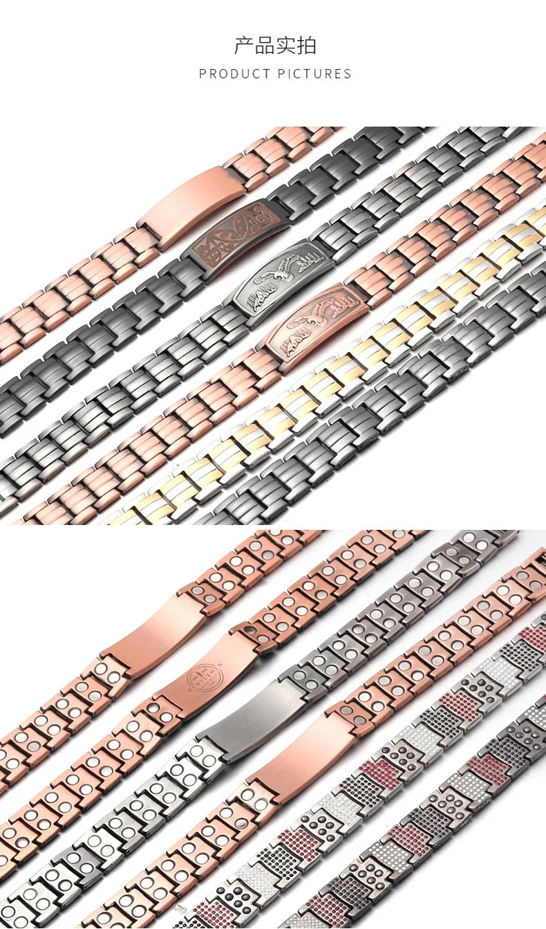 Eagle double row magnetic copper bracelet red copper with curved piece turtle back copper magnetic bracelet