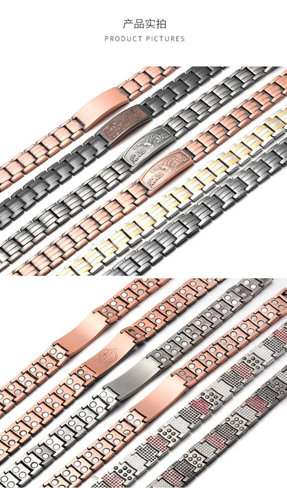 Eagle double row magnetic copper bracelet red copper with curved piece turtle back copper magnetic bracelet