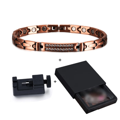 Pure Copper Magnetic Bracelet for Women Arrow Cubic Zirconia ID Bracelets Magnet
