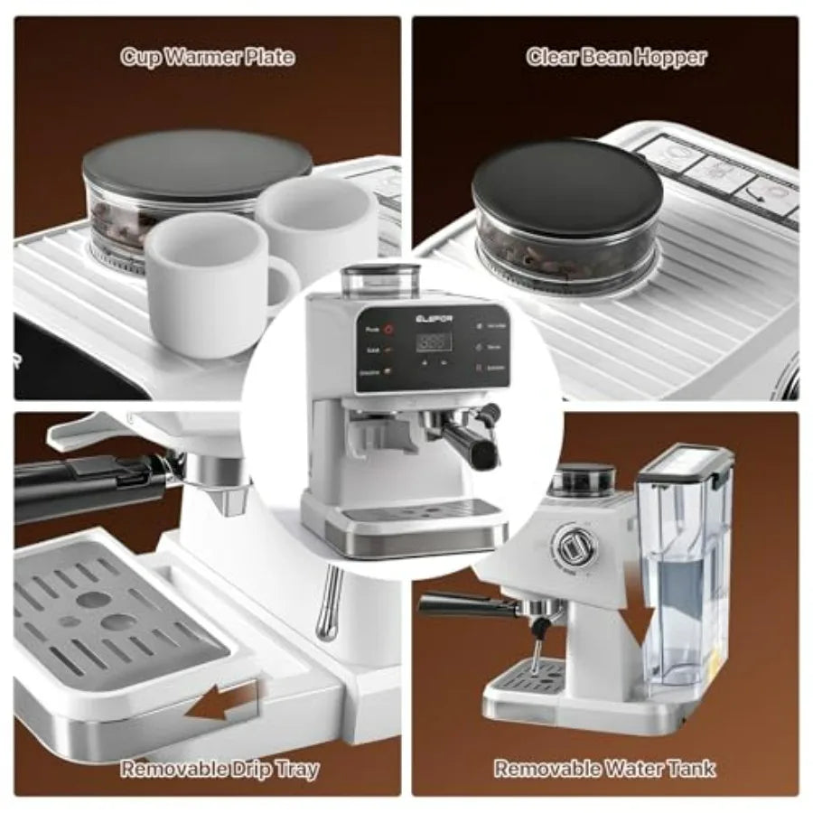 Espresso Machine 20 Bar for Home Use Stainless Steel Black High-Pressure Extraction Perfect Espresso Flavor