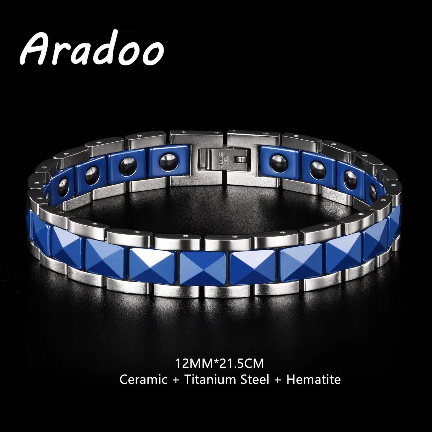 ARADOO Premium Ceramic Titanium Steel Bracelet for Men Women with Hematite Magne