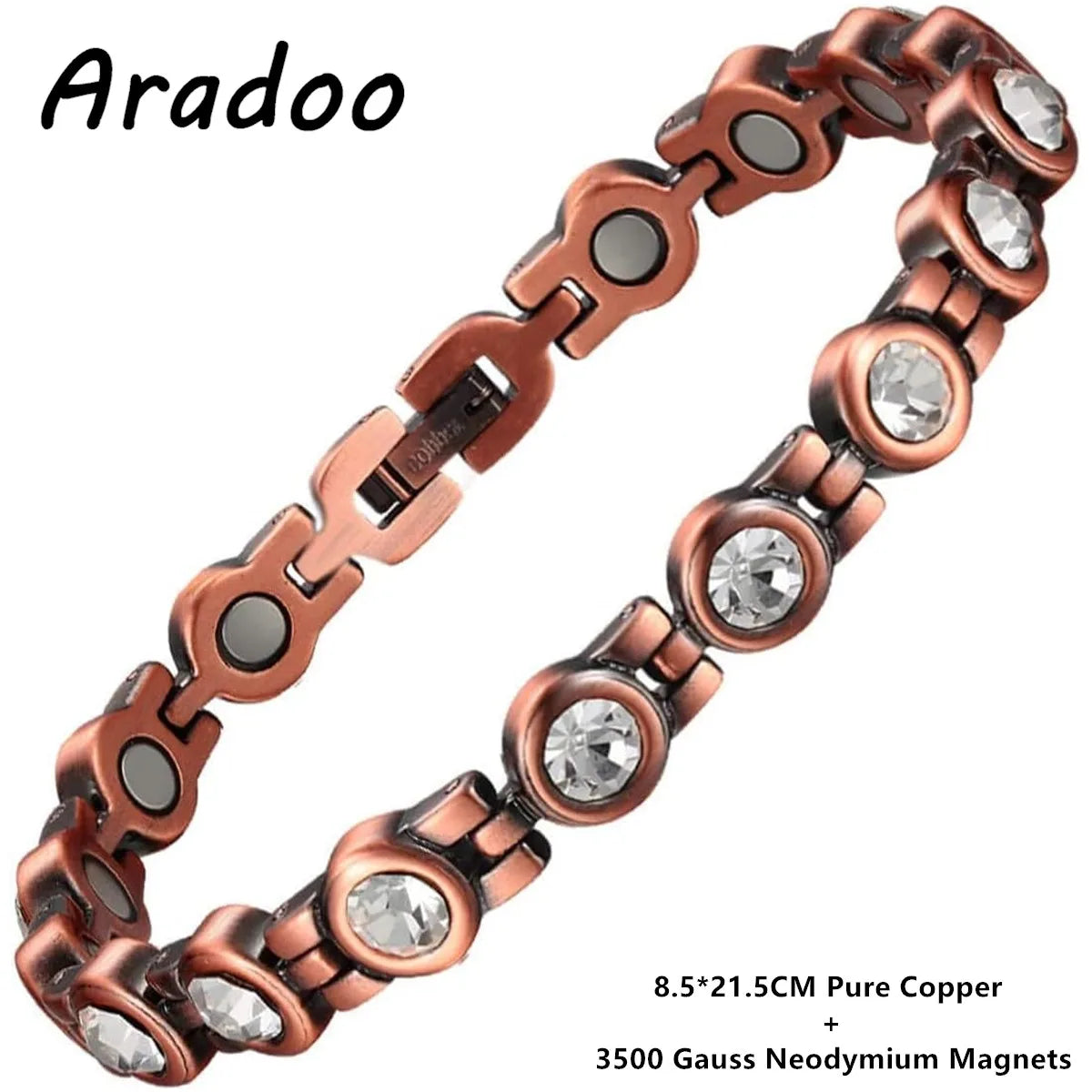 ARADOO Copper Bracelets for Women 99.9% Pure Copper Magnetic Adjustable Wristban