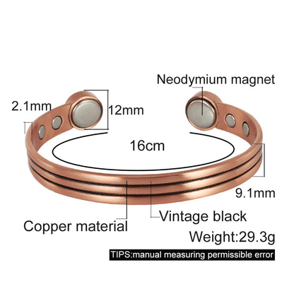 Vinterly Pure Copper Bracelets Adjustable Vintage Knot Magnetic Bangles 8mm Wide