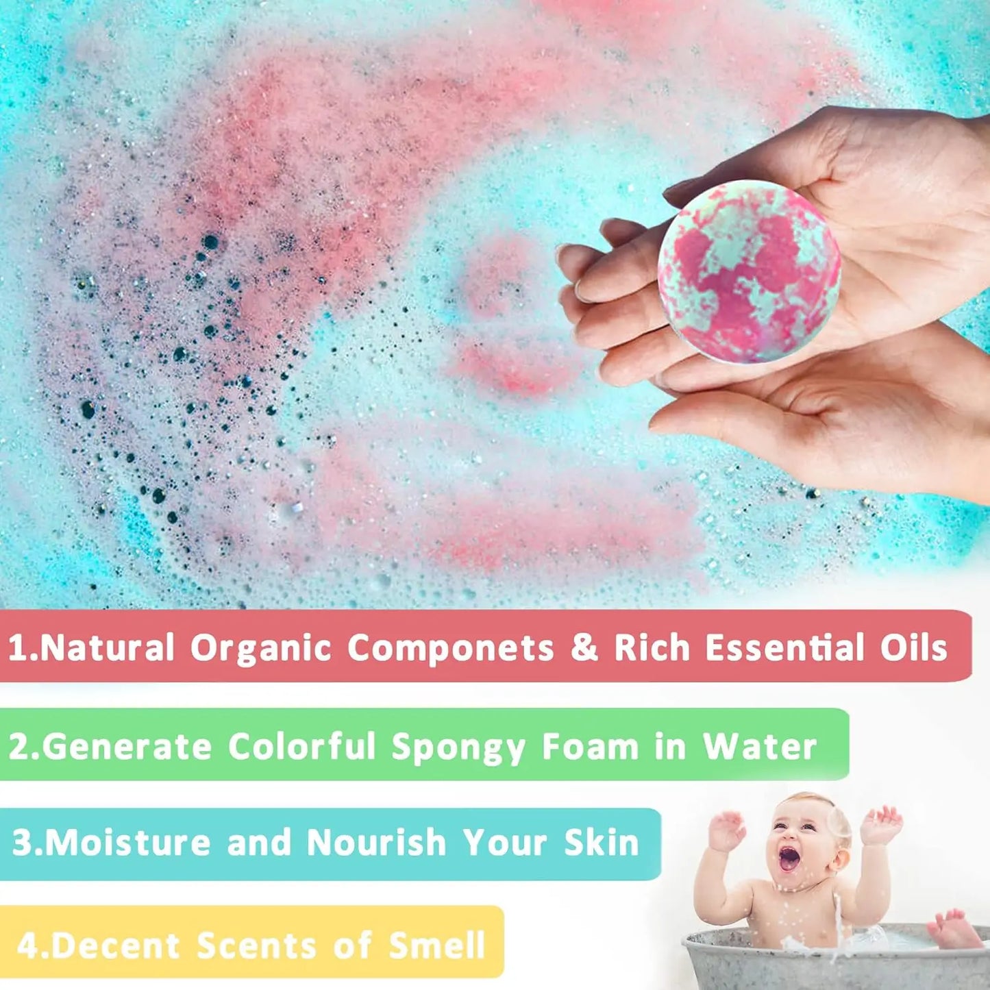 Unicorn Bath Bombs with Surprise Toys Inside, Easter Gifts for Kids Girls