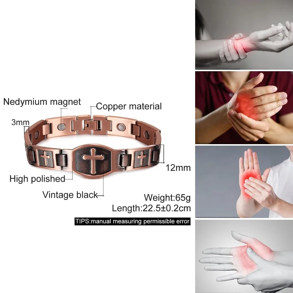 Vintage Magnetic Bracelet Men Pure Copper Magnetic Bracelet Arthritis Health Ene