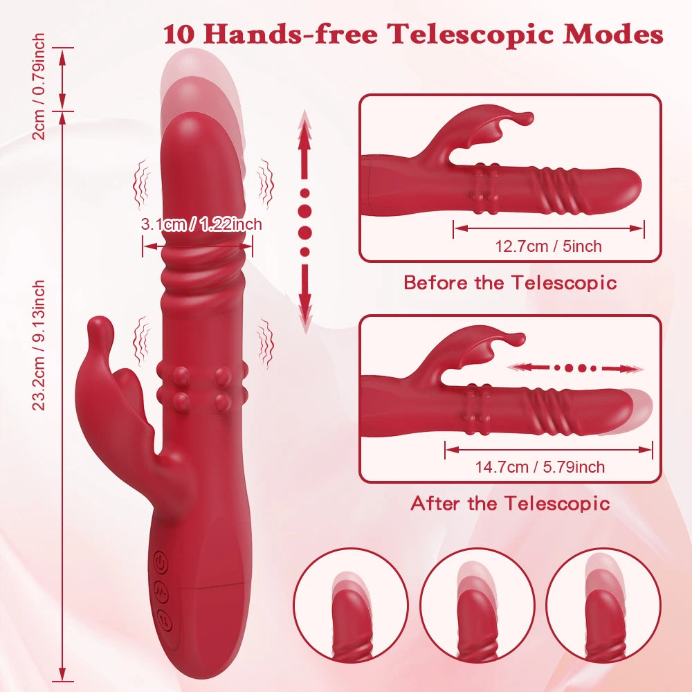 Thrusting Rabbit Vibrator for Women Go and Come G-Spot Dildo Vibrator Clitoris Stimulator Female Masturbation Sex Toy for Women