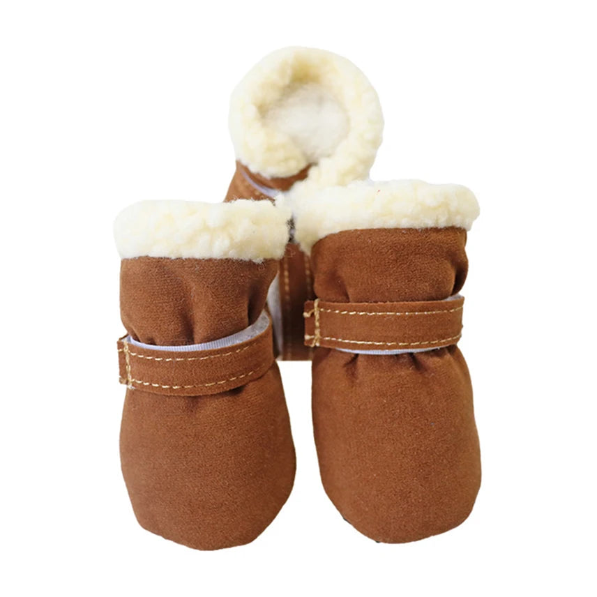 4Pcs Winter Waterproof Warm Pet Dog Shoes Non-slip Snow Boots for Small Breeds Dogs Puppy Cat Chihuahua Pet Paw Care Pug