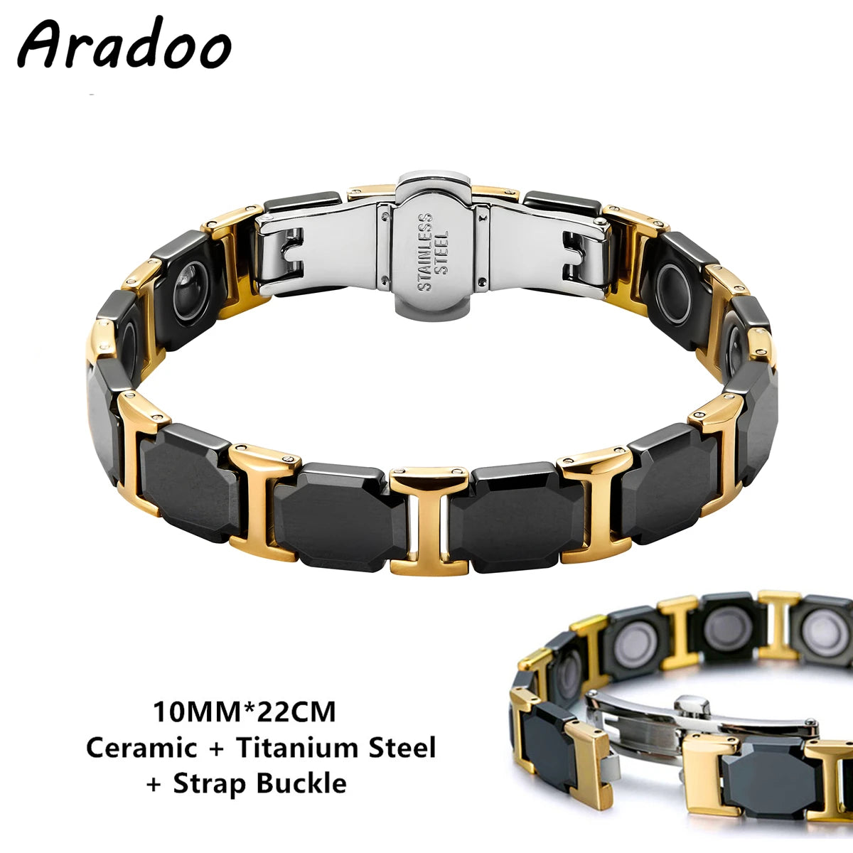 ARADOO Classic Dreamy Blue Ceramic Titanium Steel Bracelets Strap Buckle Design