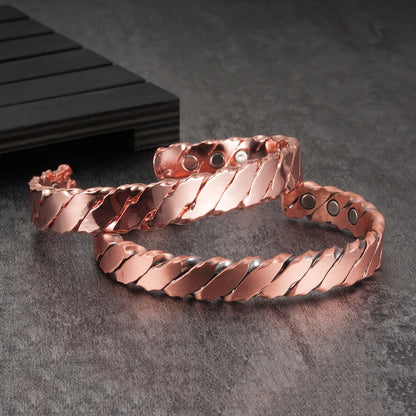 Pure Copper Magnetic Bracelet Arthritis Twisted Adjustable Cuff 12mm Magnetic Ba
