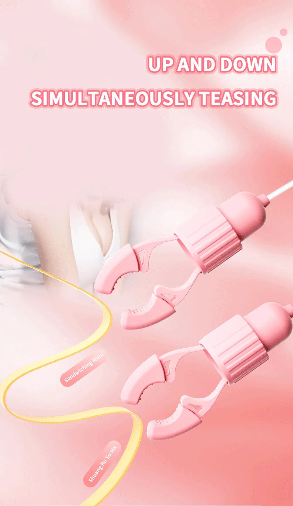 Vibrating Nipple Clamp Tongue Licking Sucking Vibrator For Women Breast Massage Labia Clitoris Clip Stimulation Massager Sex Toy
