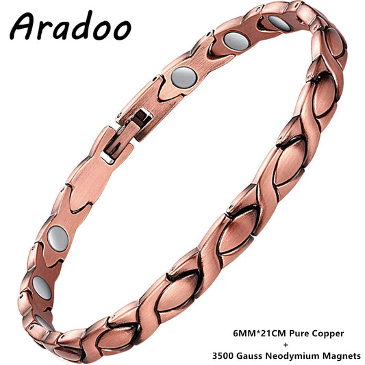 ARADOO Copper Bracelets for Women 99.9% Pure Copper Magnetic Adjustable Wristban