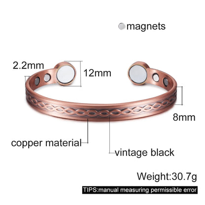 Vinterly Pure Copper Bracelets Adjustable Vintage Knot Magnetic Bangles 8mm Wide