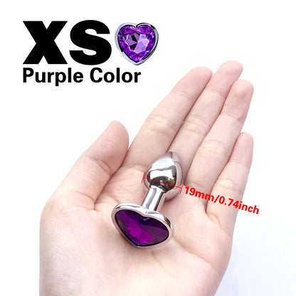 Metal Anal Plug Heart Crystal Beginner To Expert 5 Size Butt Plug Adult Toy Tail Female/Male Dildos Sex Toys Couples Adults Game