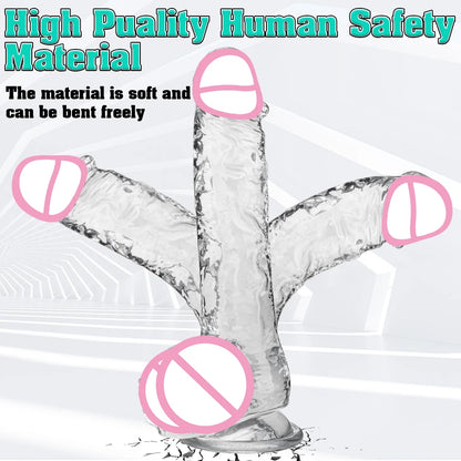 Soft Jelly Dildo Different Sizes Transparent Realistic Fake Dick Penis with Suction Cup G Spot Vagina Massage Sex Toy for Women