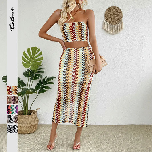 Casual Slim 2 Pieces Skirt Set For Woman 2026 Summer Elegant Women's Two Pieces Dress Full Set Suit Outfit Fashion Matching Sets