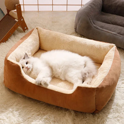Winter Warm Cat Kennel Dog Kennel Pad Square Kennel Small and Medium-sized Dog Teddy Corgi Sofa Bed All-weather Pet Kennel