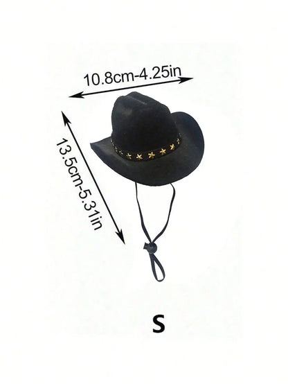 Pet Western-Style Hat for Dogs & Cats - Adjustable Straw & Felt Cowboy Hats in Multiple Colors