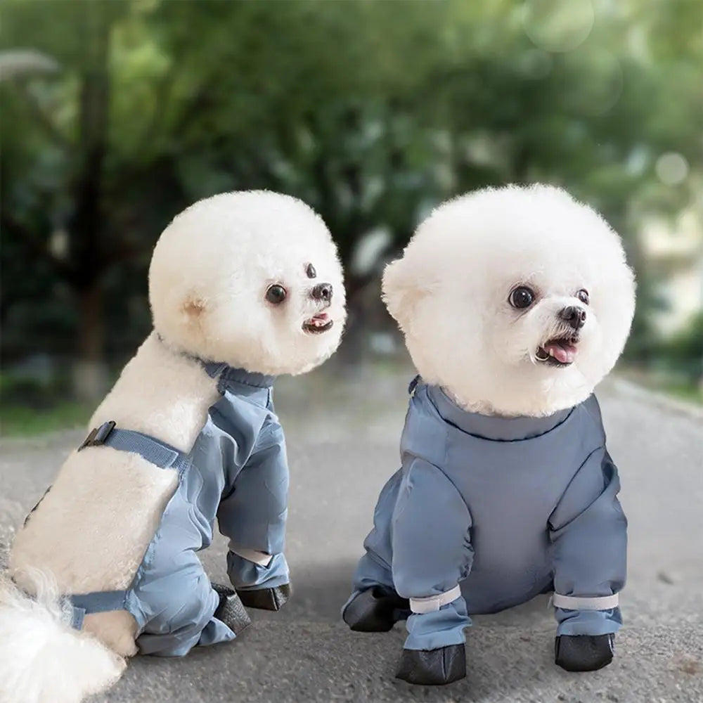 Waterproof Dog Boots With Suspenders Adjustable Anti-Fall Dog Pet Boots Dirty-Proof Pet Shoes For French Bulldog Poodle