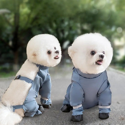 Waterproof Dog Boots With Suspenders Adjustable Anti-Fall Dog Pet Boots Dirty-Proof Pet Shoes For French Bulldog Poodle