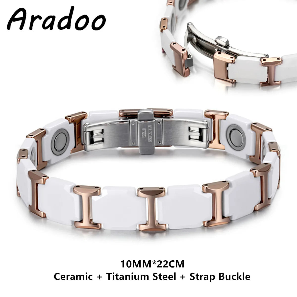 ARADOO Classic Dreamy Blue Ceramic Titanium Steel Bracelets Strap Buckle Design