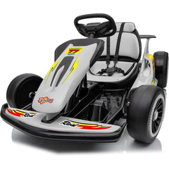 View of 24V Electric Go Kart for Ages 6-12 with EVA Tires Gray 400W Max Speed 8.1 MPH - Go Kart in various colors from T&A
