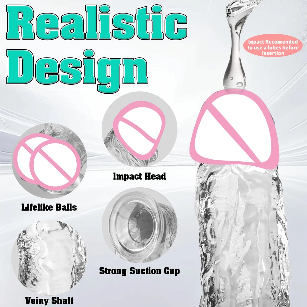 Soft Jelly Dildo Different Sizes Transparent Realistic Fake Dick Penis with Suction Cup G Spot Vagina Massage Sex Toy for Women