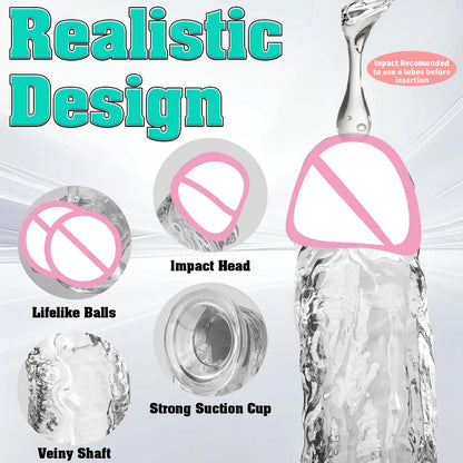 Soft Jelly Dildo Different Sizes Transparent Realistic Fake Dick Penis with Suction Cup G Spot Vagina Massage Sex Toy for Women