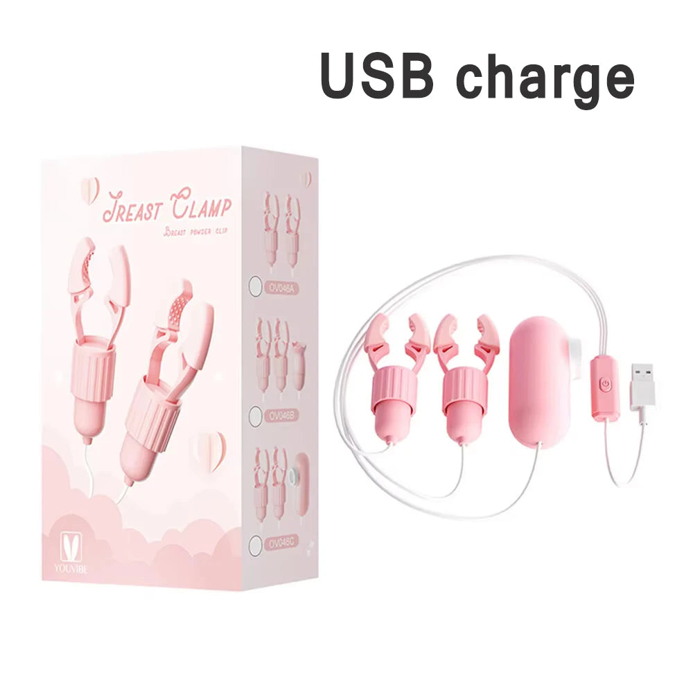 Vibrating Nipple Clamp Tongue Licking Sucking Vibrator For Women Breast Massage Labia Clitoris Clip Stimulation Massager Sex Toy