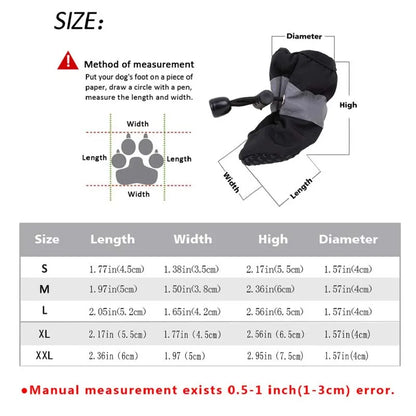 4pcs/set Waterproof Winter Pet Dog Shoes Anti-slip Rain Snow Boots Footwear Thick Warm For Small Cats Puppy Dogs Socks Booties