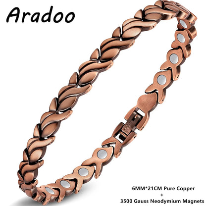 ARADOO Copper Bracelets for Women 99.9% Pure Copper Magnetic Adjustable Wristban