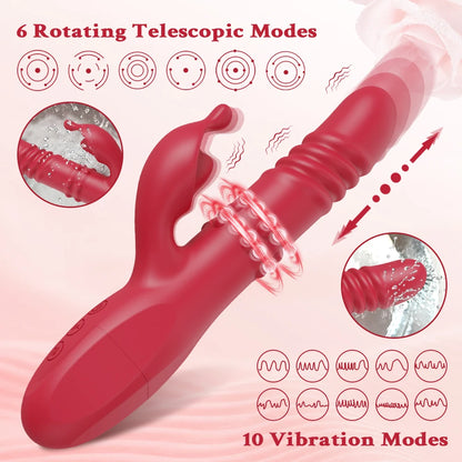 Thrusting Rabbit Vibrator for Women Go and Come G-Spot Dildo Vibrator Clitoris Stimulator Female Masturbation Sex Toy for Women
